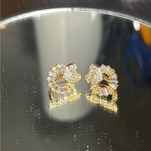 Elegant Gold and Multicolor Crystal Earrings